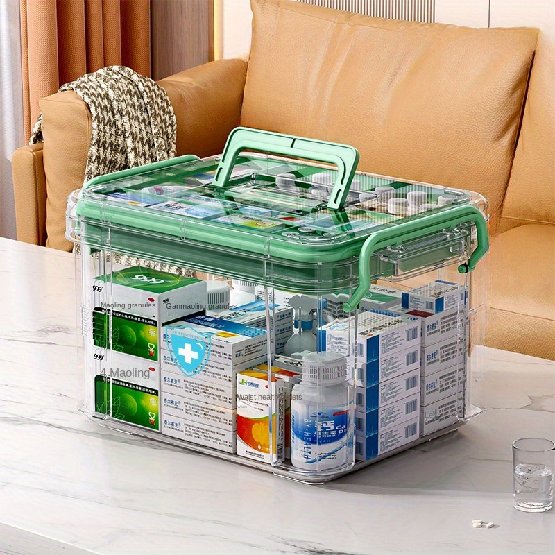 Multi layer Medicine Storage Box Handle Lid Large Portable - Temu