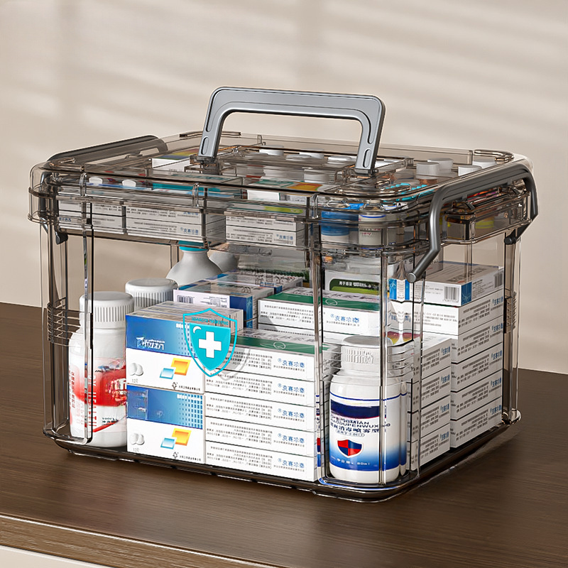 Multi layer Medicine Storage Box Handle Lid Large Portable - Temu