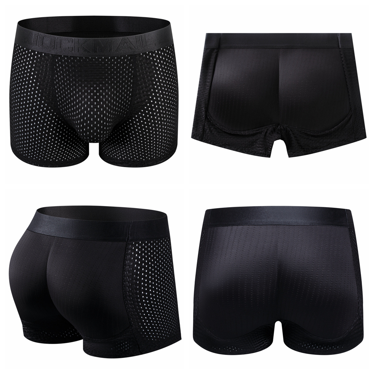 

1pc Men's Underwear, Mesh Breathable Comfy Stretchy Boxer Briefs Shorts, Butt Shaping Trunks, Gym Athletic Hip Lifting Boxer Panties