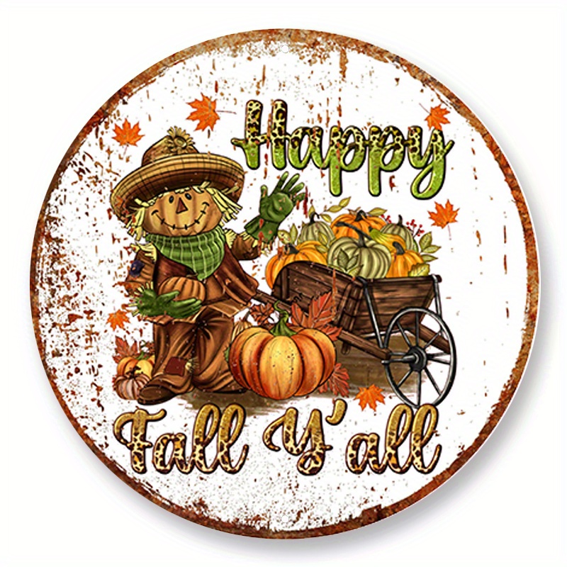 

1pc 8x8inch Aluminum Metal Sign Happy Fall Y'all Wreath Sign, Metal Wreath Sign, Signs For Wreaths, Fall Wreath Sign, Door Decor, Sign Creations
