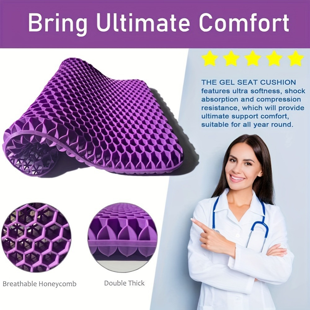 Gel Seat Cushion Honeycomb Pressure Relief Non Slip Cover