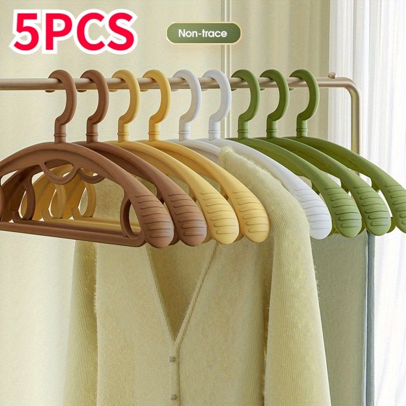 

5pcs Multifunctional Wide Shoulder Anti Slip Clothes Hangers, Thickened Clothes Drying Racks, Clothes Supporting Racks, Plastic Clothes Hanging Racks