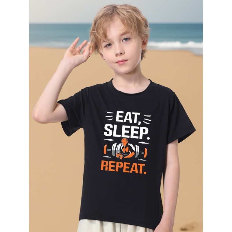 EAT SLEEP GYMNASTICS REPEAT Print Camiseta De Manga Curta - Temu