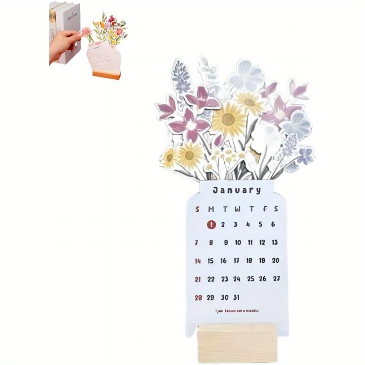 2Pcs Calendrier De Bureau De Fleurs Épanouies 2024 –Calendrier De Bureau  Floral Créatif | Calendrier 2024 Sur Le Thème Des Fleurs | Planificateur De
