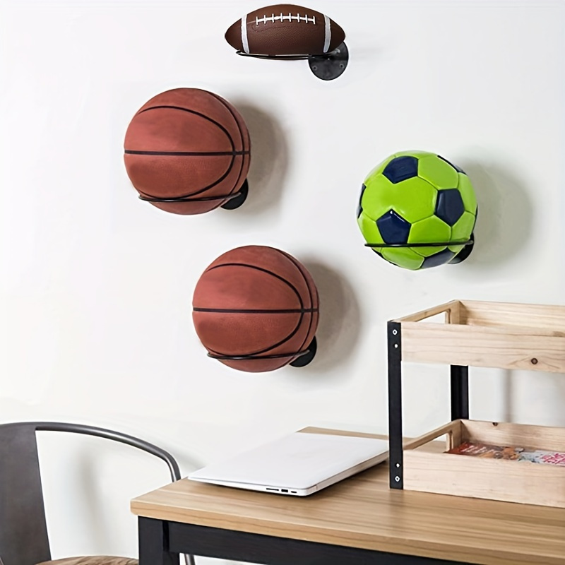 2pcs Support de ballon mural pour Basket-ball Volleyball Rugby Soccer A