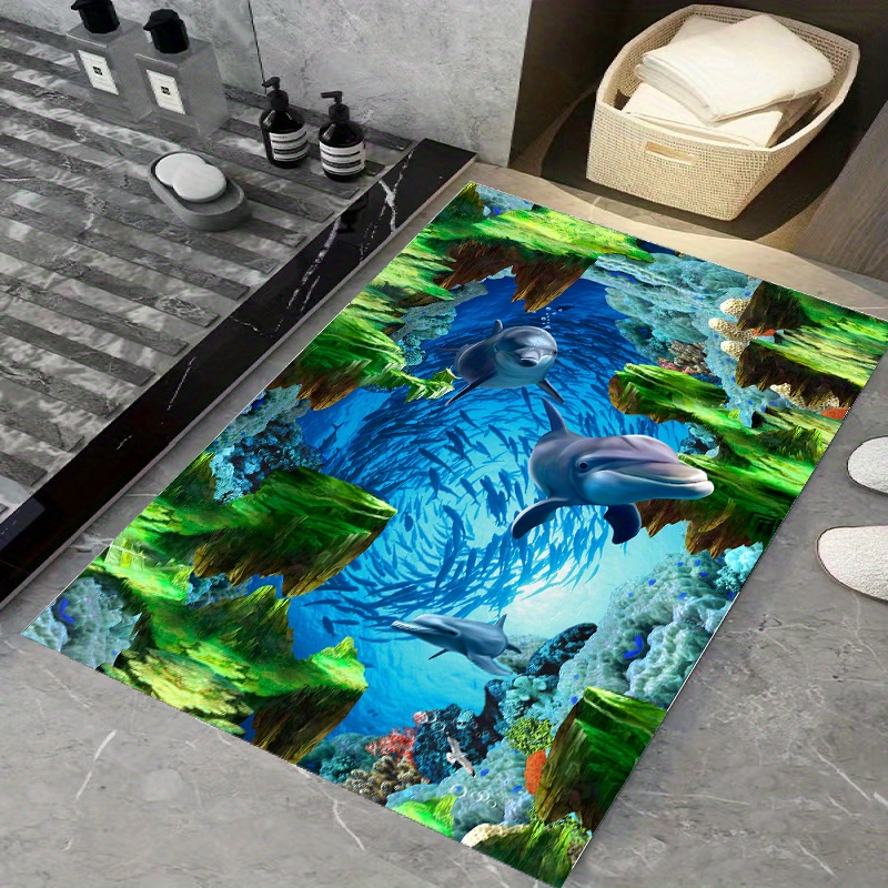 Turtle Shower Curtain Mat Underwater World Fish - Temu