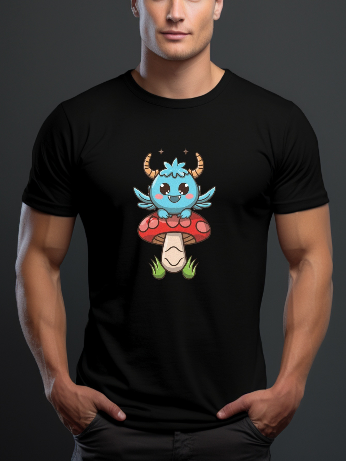 Estampa De Monstro Desenhos Animados Camiseta Masculina - Temu Portugal