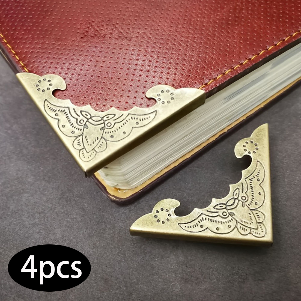 

4pcs Metal Protectors, -free Decorative Guards For And Books, Embossed , Decoration Accessories