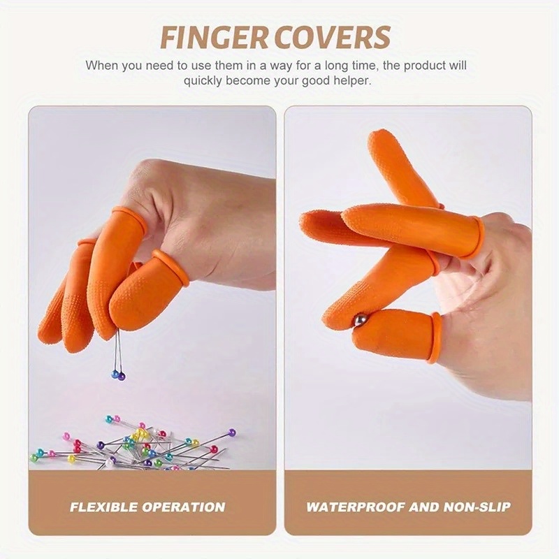 100Pcs Reusable Fingertips Finger Cover Natural Rubber Gloves Non-slip  Latex Finger Cots Protector Gloves Disposable Nail Tools