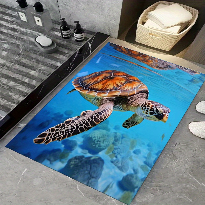 1pc Alfombra Baño Tortuga Marina Franela Suave Alfombra - Temu Chile