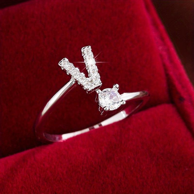 Trendy Letter Wrap Ring Inlaid Shining You Got An Alphabet to Choose Silvery Or Golden Make Your Call Match Daily Outfits