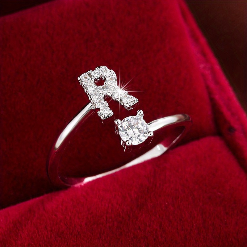 Trendy Letter Wrap Ring Inlaid Shining You Got An Alphabet to Choose Silvery Or Golden Make Your Call Match Daily Outfits
