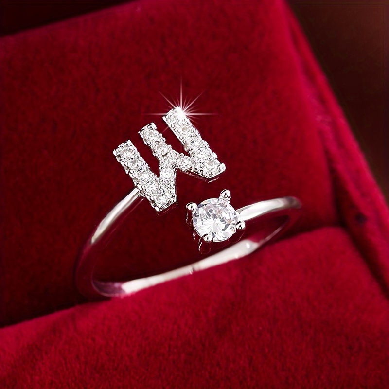 Trendy Letter Wrap Ring Inlaid Shining You Got An Alphabet to Choose Silvery Or Golden Make Your Call Match Daily Outfits