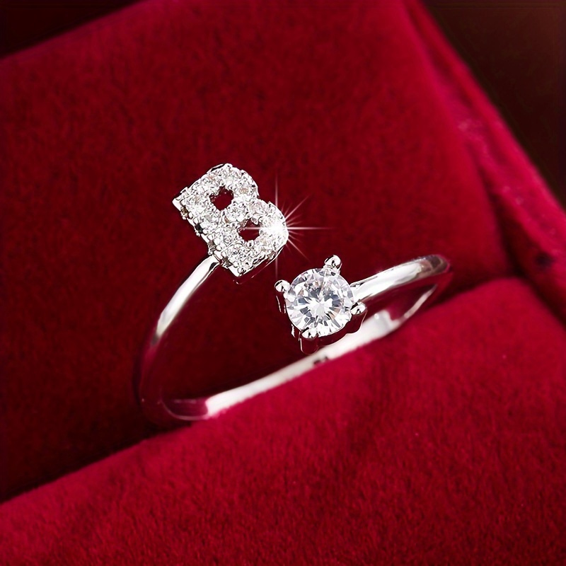 Trendy Letter Wrap Ring Inlaid Shining You Got An Alphabet to Choose Silvery Or Golden Make Your Call Match Daily Outfits