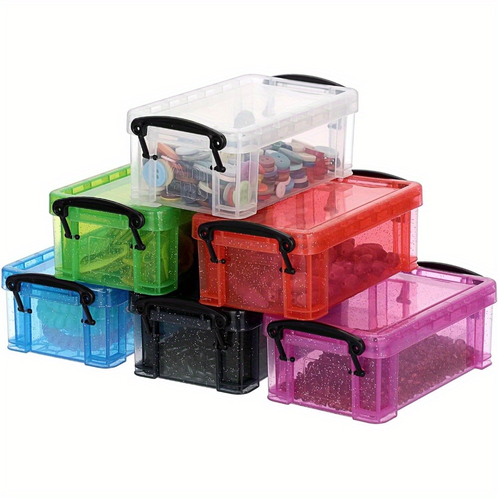 6pcs, 6 Colors Mini Small Plastic Storage Box, Transparent Storage Box With  Locking Lid, Plastic Organizer Container Box, Suitable For Crafts, Station