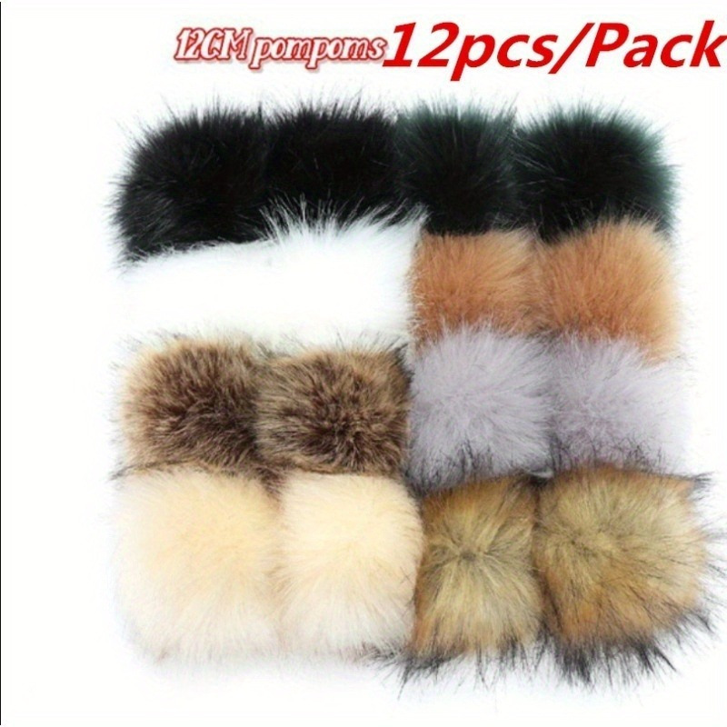 

12pcs Solid Color Faux Fur Ball Artificial Fur Ball Cap For Hat Shoes Bag Clothing Decorative Accessories