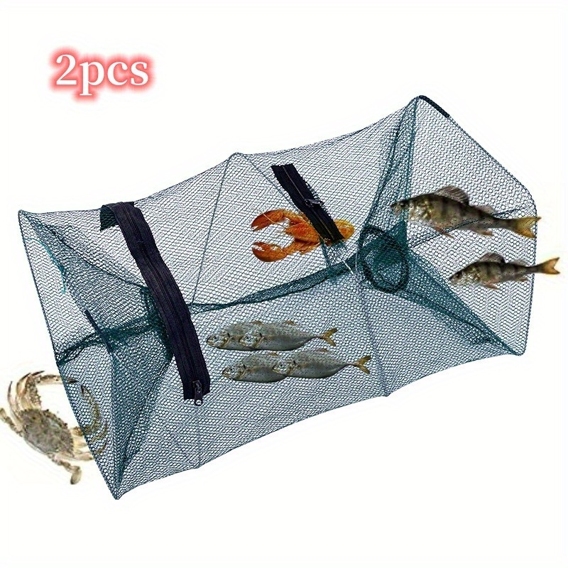 2pcs Fishing Trap For Crab Minnow Crayfish Shrimp, Foldable Fishing Net,  Portable Fishing Tackle