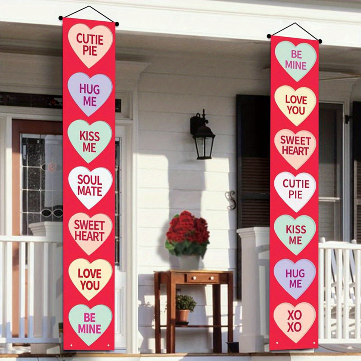 1 Pair Creative Valentine Day Couplet Romatic Flag Couplet Hanging Door  Pendant