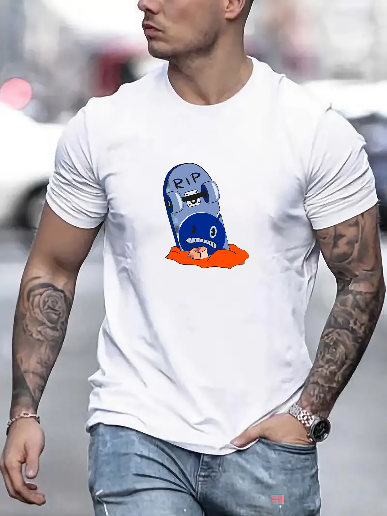 Anime Skateboard Fox Pattern Men's Trendy T shirt Summer - Temu