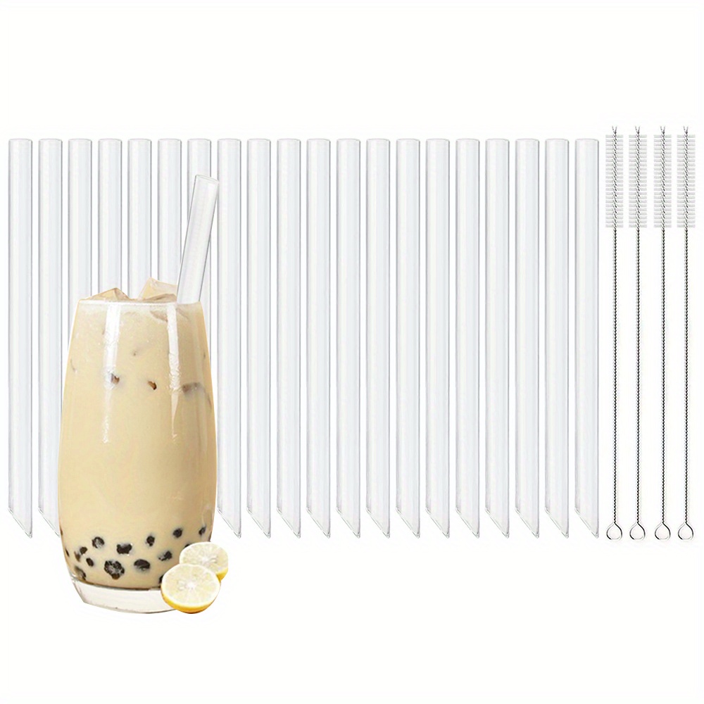  8Pcs Reusable Glass Boba Straws, 14mm Extra Wide Clear
