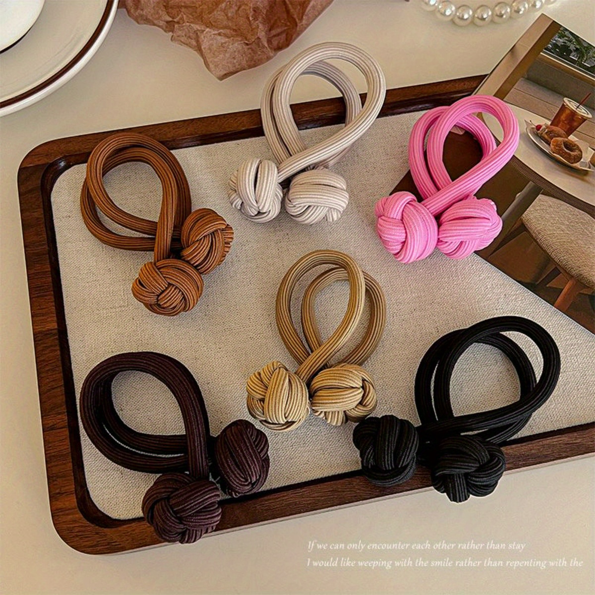 4pcs knotted hair tie high elasticity hair rope solid color hair ring durable ponytail holder hair accessories for women details 1