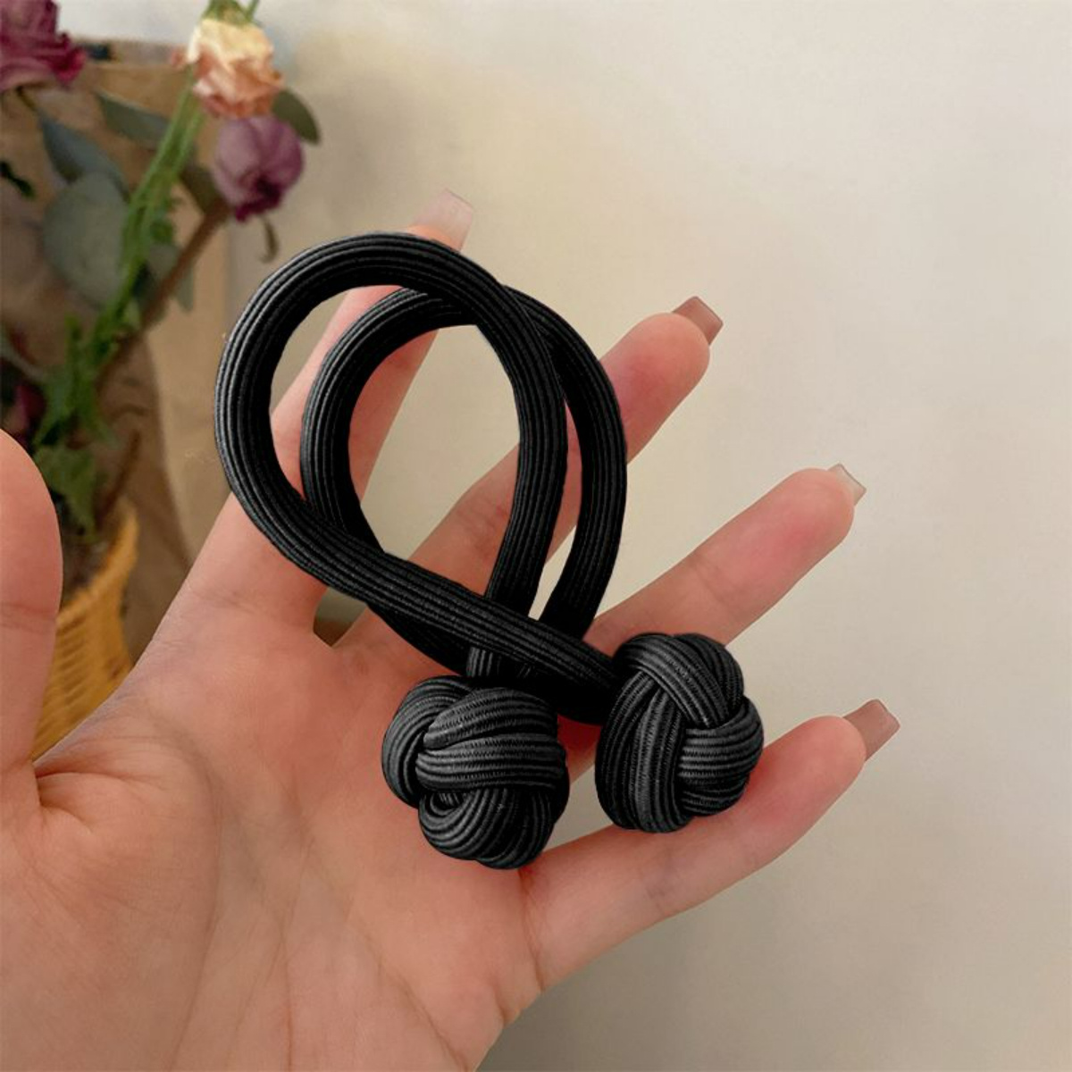 4pcs knotted hair tie high elasticity hair rope solid color hair ring durable ponytail holder hair accessories for women details 8