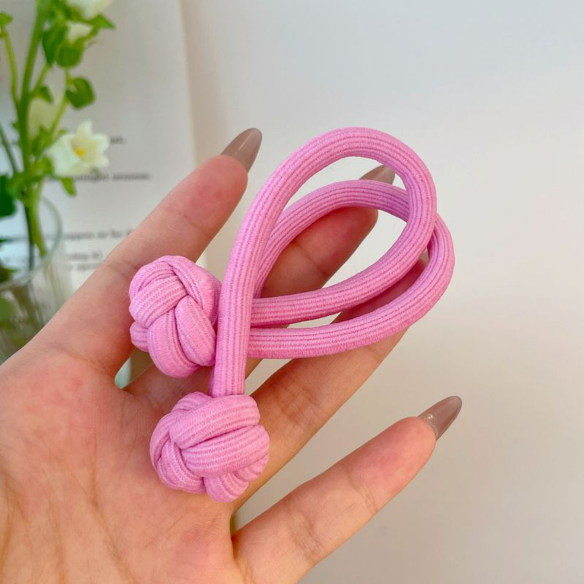 4pcs knotted hair tie high elasticity hair rope solid color hair ring durable ponytail holder hair accessories for women details 11