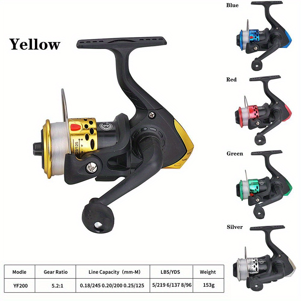 Green 1 Piece Ultralight Fishing Reel Gear Ratio 5.2:1 Spinning Reel With  2362.2inch Fishing Line Portable Angling Supplies