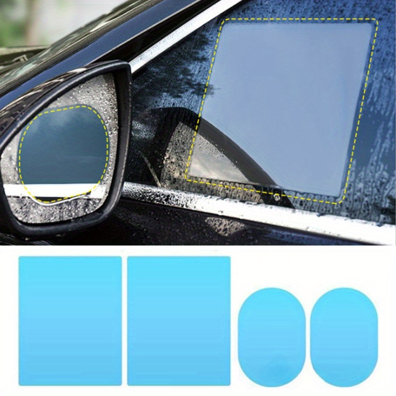 4Pcs Auto Rückspiegel Film, Auto Rückspiegel Folie, HD Wasserdicht  Anti-Beschlag-Spiegel Schutzfolie für Geeignet für die Meisten Autos für