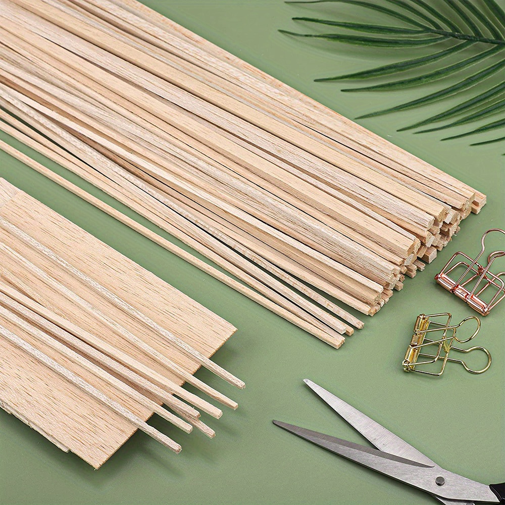 

45pcs Balsa Wood Sticks & Pieces Set, Diy Craft Model Building Material, Wooden Crafts Construction, Easy To Cut, Art Supplies For Model Making & Hobby Cultivation, Other (model Assembly & Collection)