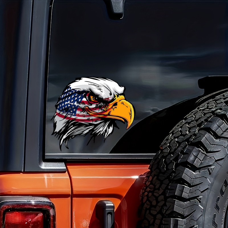 

American Flag Bald Eagle Patriotic Stickers Vinyl Decal For Car Van Trucks Motorcycle Bumper Window, Any Smooth Surface