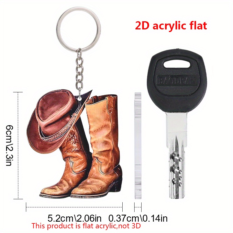 Acrylic Western Cowboy Hat Boots Car Keychain Hanging - Temu