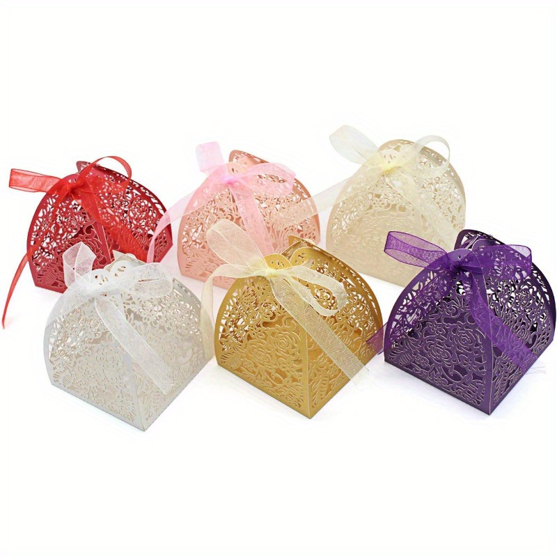 28pcs Cajas transparentes del favor de la boda con el patrón Bowknot  10.5x6x6cm Cajas de regalo transparentes del PVC del rectángulo para el  envoltori