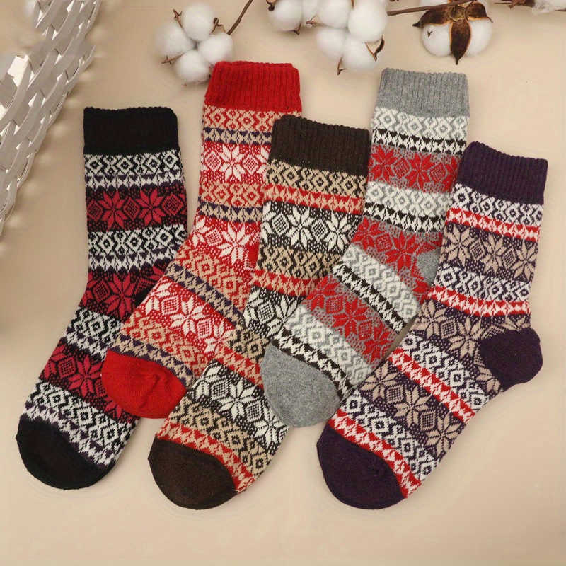 5 Pairs Woman Nordic Thermal Socks Winter Warm Thick Walking Hike Chuncky  Sock