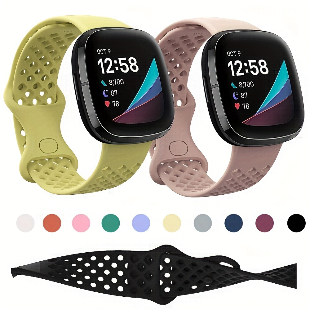 Paquete de 3 correas de silicona suave compatibles para Fitbit Versa  2/Fitbit Versa/Fitbit Versa Lite, correas deportivas ajustables para  mujeres y