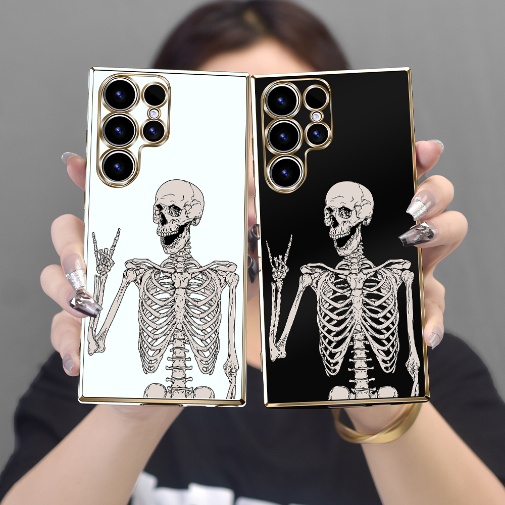 Skull Pattern Luxury Plating Phone Case Full Body Protection Temu Canada 2379