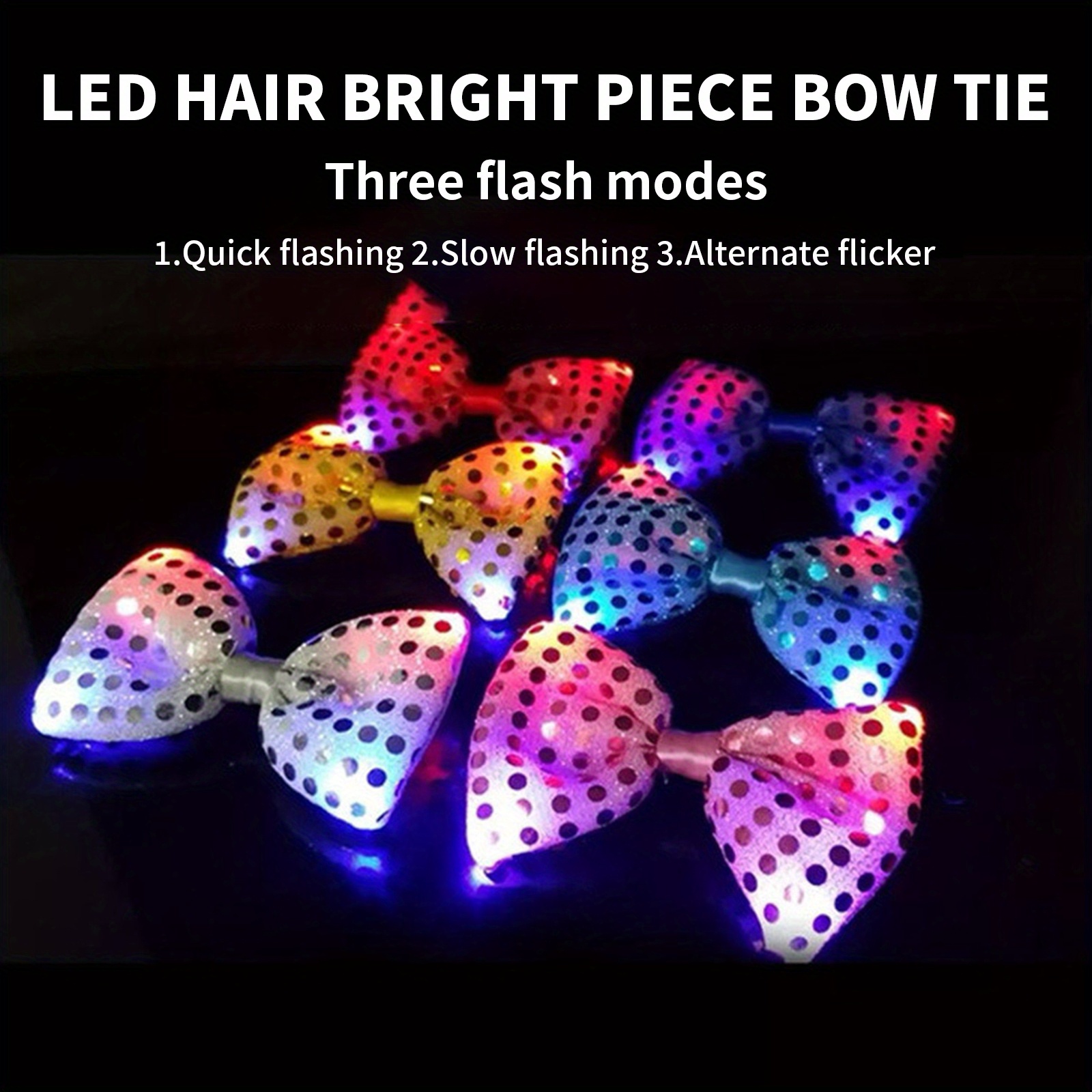 

1pc Led Flash Bow Tie For Men Powered By 3 Button Batteries, Bar Bungee Dance Party Festival Decoration