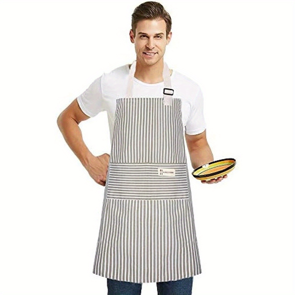 1pc apron 2 pack kitchen cooking aprons adjustable bib chef apron with 2 pockets for home cleaning kitchen cooking baking gardening
