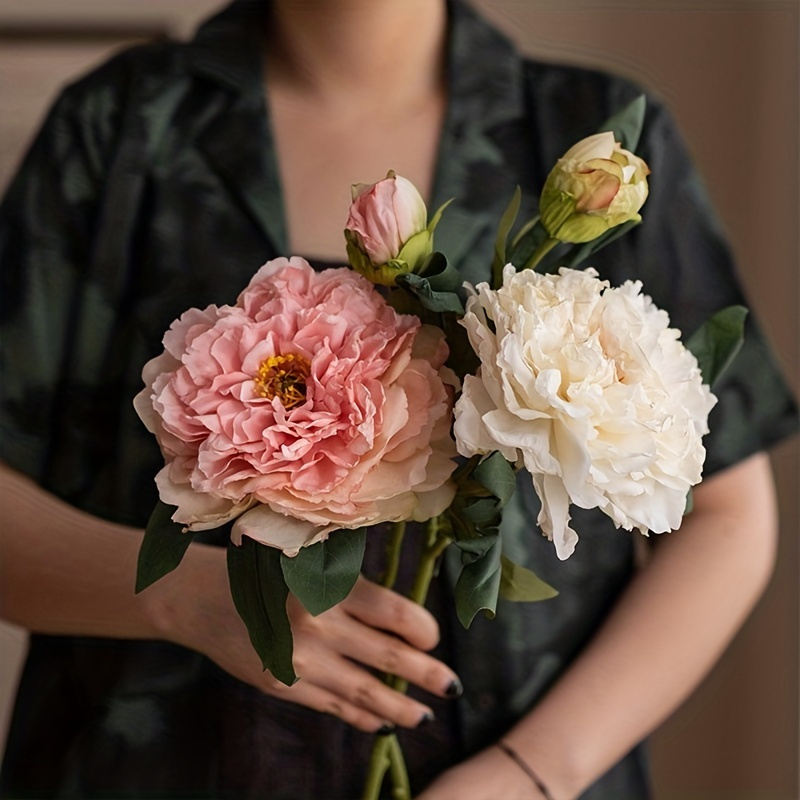 2 bouquet peonie artificiali, 10 teste di seta di fiori finti peonia per la  casa del matrimonio