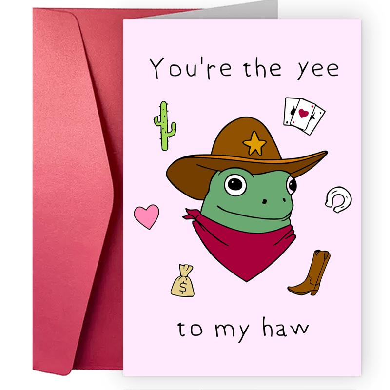 

A Fun And Creative Valentine's Day Greeting Card Cowboy Valentines Card - Frog Lover Celebration Greeting Card - Anniversary Card