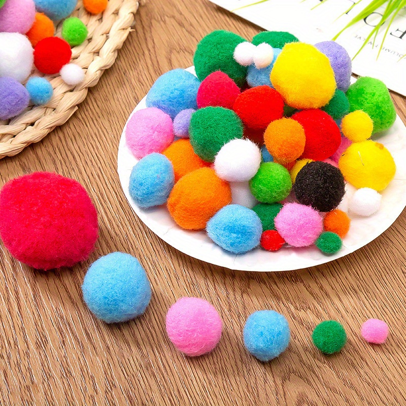 100pcs Large Medium And Small Colored Fur Balls Fur Balls - Temu