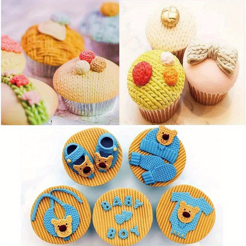 1pc sweater pattern knitting texture silicone mold kitchen diy cake baking tools dessert pudding decoration chocolate mold kitchen accessories diy supplies details 0