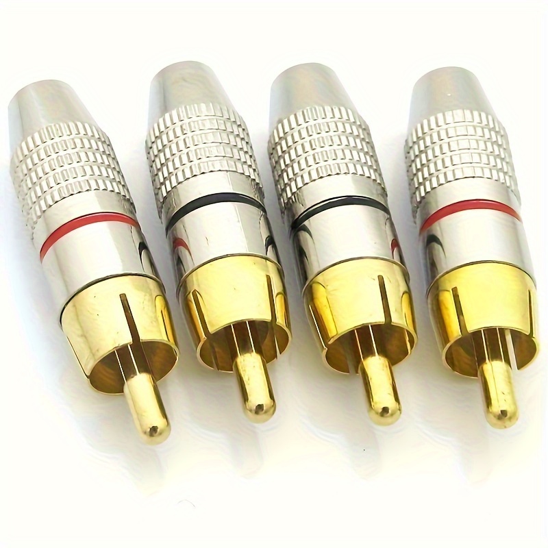 Conector RCA HIFI chapado en oro, Cable de Audio macho, 8 Uds./4 pares