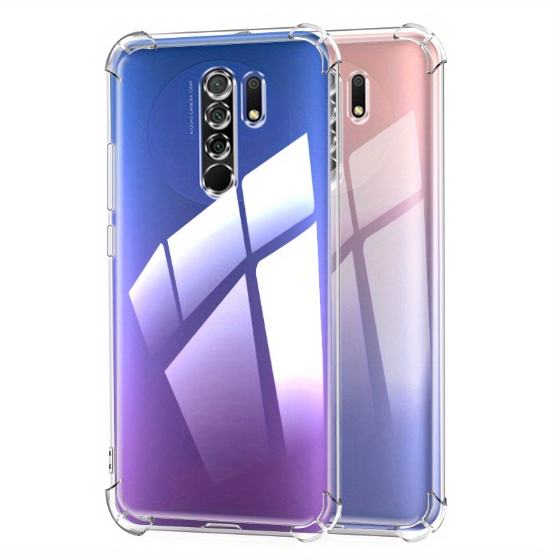 Image of Transparent Silicone Soft Shell For Xiaomi Redmi 9 Redmi9 M2004j19g Phone Case Solid Color Anti Fingerprint 4 Corner Shockproof Phone Cover