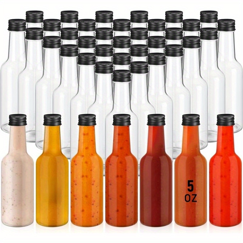 Mini botellas de licor de plástico para salsa caliente con embudos
