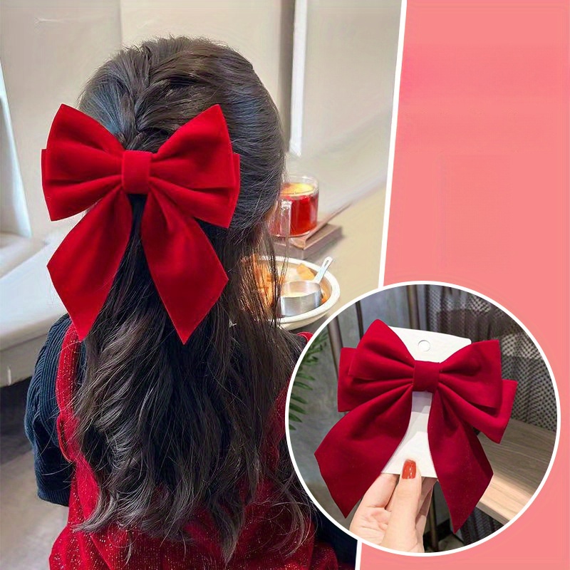 Big Red Bow Elastic Hair Bands Sweet Lovely Clip Temperament Girl Bow  Hairpin Headband Hair Accessories