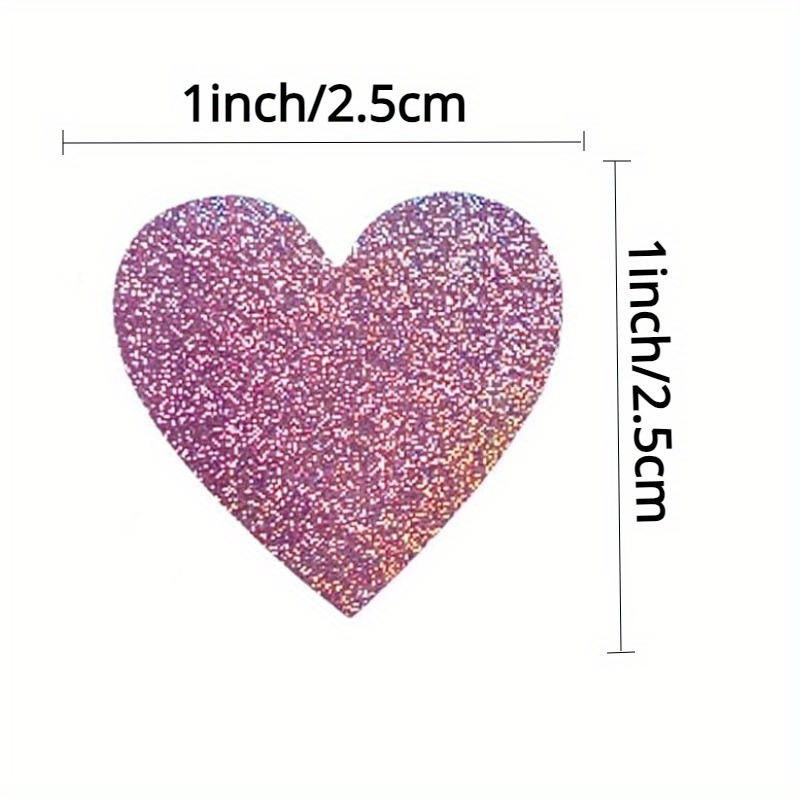 500pcs/roll Glitter Heart Stickers 1 Inch Valentine's Day Love