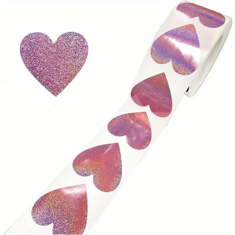 500pcs/roll Glitter Heart Stickers 1 Inch Valentine's Day Love Decorative  Labels Roll Gift, Sparkly Adhesive Decoration Accessories For Envelopes  Crafts Wedding Anniversaries - Office & School Supplies - Temu