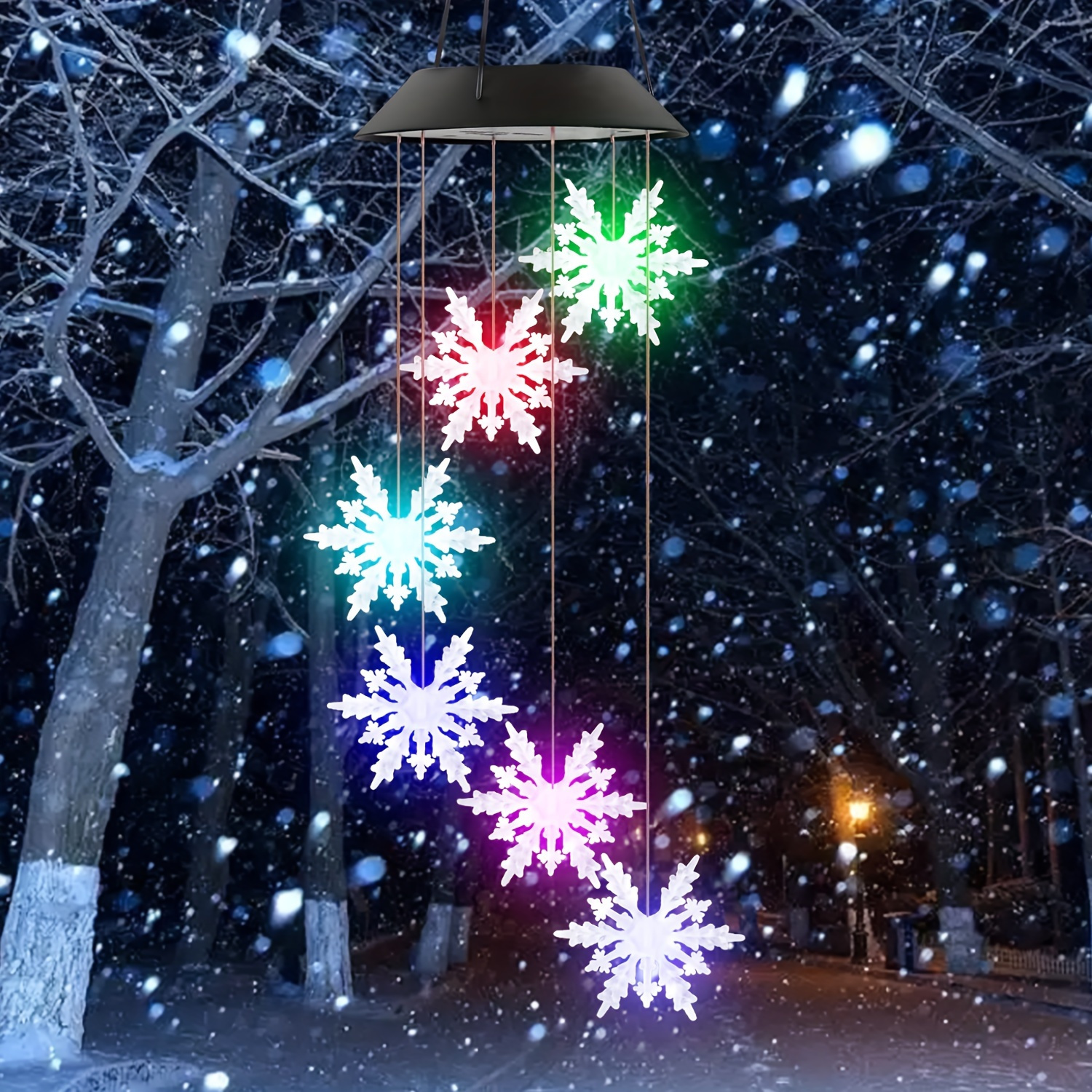 Hanging solar shop snowflake lights