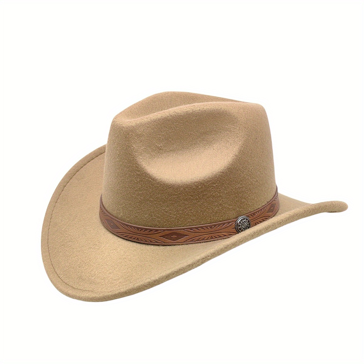 Classic Wide Brim Western Felt Cowboy Hat For Women - Temu